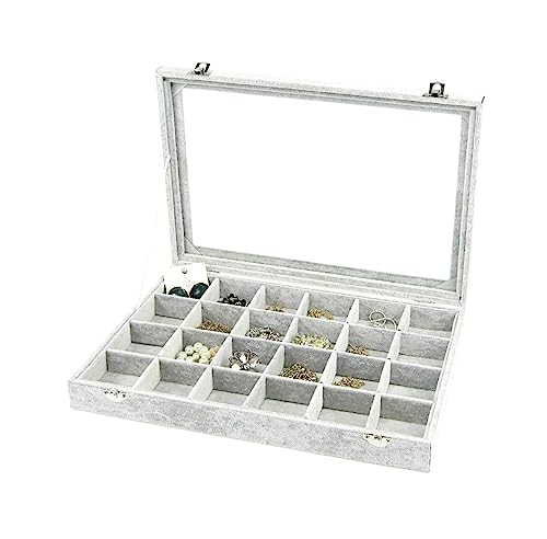 KWMAEEUID Schmuckschatulle mit Klarglasdeckel, 10 Verschiedene Designs, Samt-Schmuck-Organizer, Schmuck-Schmuckhalter von KWMAEEUID