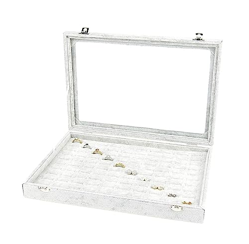 KWMAEEUID Schmuckschatulle mit Klarglasdeckel, 10 Verschiedene Designs, Samt-Schmuck-Organizer, Schmuck-Schmuckhalter von KWMAEEUID