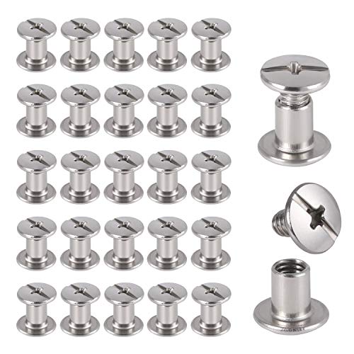 50 Sets Chicago Schrauben, KWOKWEI Buchschrauben Edelstahl 5mm Schraubnieten Gürtel, Binding Schrauben Beiträge Nagel Rivet für Album Buch DIY Lederdekoration Handtaschen 5 mm x 6 mm von KWOKWEI