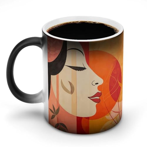 KWQDOZF Kaffeetasse, warme Farbpalette, Farbwechseltasse, lustige Keramiktasse, neuartige Verfärbungstasse, personalisierte Zaubertasse, wärmeempfindliche Kaffeetasse, Teetasse für Frauen, 340 ml von KWQDOZF