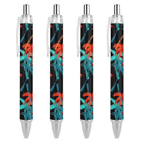 KWQDOZF Lustige Kugelschreiber mit Kokosnussbaum-Motiv, einziehbarer Kugelschreiber, 0,5 mm, für Damen und Herren, Büro, 4 Stück KWQDOZF Lustige Kugelschreiber mit Kokosnussbaum-Motiv, einziehbarer Kugelschreiber, 0,5 mm, für Damen und Herren, Büro, 4 Stück von KWQDOZF