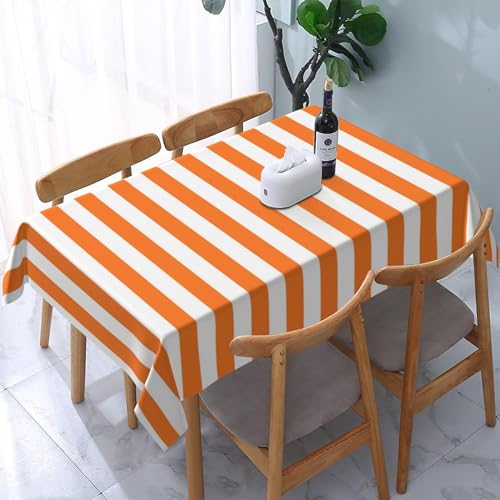 Orange und weiße rechteckige Tischdecke burgunderrote und cremefarbene Streifen waschbare Tischdecke dekorative längliche Tischdecke für Urlaub Party Bankett Event Abendessen von KWQDOZF