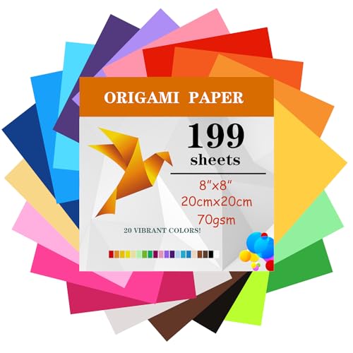 Origami-Papier, 20 x 20 cm, Origami-Papier, 199 Blatt von KWZUVN