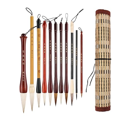 Chinesischer Pinsel,Kalligraphie-Pinsel, 7 11-teiliger chinesischer Kalligraphiepinsel, Kalligraphie-Tintenpinsel mit Roll-up-Halter, Aquarellpinsel, Malpinsel for Kalligraphie-Tintengemälde, Tintenpi von KXAOXGRC