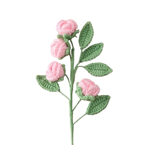 KXAOXGRC Gestrickte Simulation Blume, Handgemachte gestrickte Rosenblumen, künstliche Häkelblumen, Blumenstrauß, Hochzeit, Party, Dekoration, handgewebter Blumenstrauß(G) von KXAOXGRC