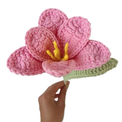 KXAOXGRC Gestrickte Simulation Blume, Handkünstlicher Tulpenstrauß aus Baumwollgarn, gehäkelte Kunstblumen for Hochzeit, Heim-Tischdekoration(A) von KXAOXGRC