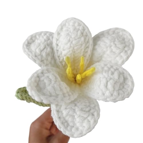 KXAOXGRC Gestrickte Simulation Blume, Handkünstlicher Tulpenstrauß aus Baumwollgarn, gehäkelte Kunstblumen for Hochzeit, Heim-Tischdekoration(B) von KXAOXGRC