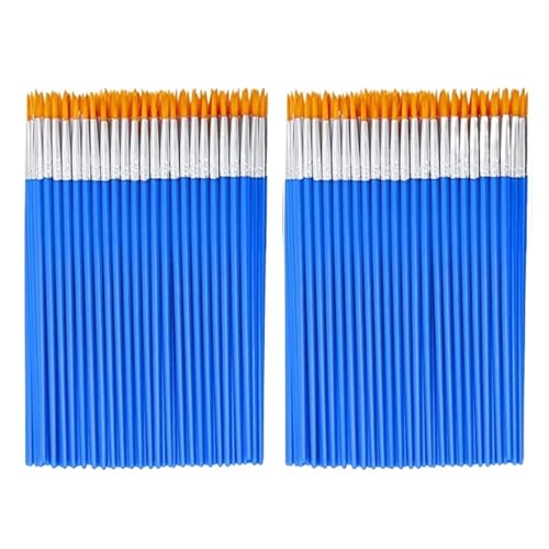 KXAOXGRC Nylonhaarpinsel Pinselset, 100-teiliges Pinsel-Set for Acryl mit flachen, runden, Spitzen Pinseln for Basteln, for Aquarell- und Ölgemälde-Pinsel(Round 100pcs) von KXAOXGRC