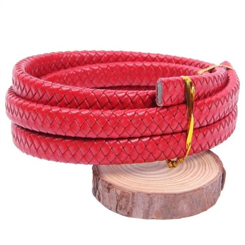 KXAOXGRC Synthetische Lederstreifen, 1 m, 10 x 5 12 x 6 mm, flaches geflochtenes Lederband, schwarzes, kaffeebraunes Rindslederband, Schnur, Seil, Armbandbeschläge, DIY-Schmuck.(Red,8x4mm) von KXAOXGRC