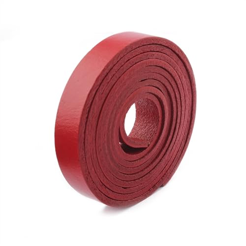 KXAOXGRC Synthetische Lederstreifen, 2 Meter flaches Lederband in den Farben Rot/Schwarz/Braun/Weiß/Grün, 10 x 2 mm, for die Herstellung von Lederarmbändern und Halsketten.(Red) von KXAOXGRC