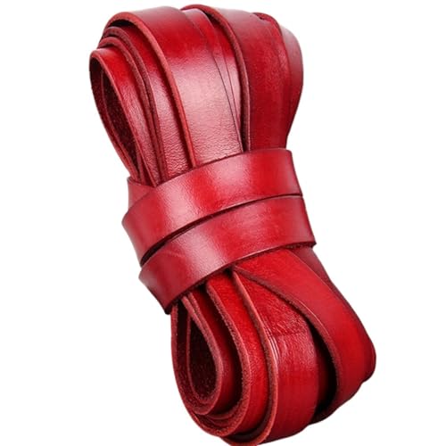 KXAOXGRC Synthetische Lederstreifen, 2 Meter rotes Retro-Kaffee-Riemenleder, flaches/rundes Lederband, Schnurseil, for Selbermachen von Armbändern.(Flat 15x2mm) von KXAOXGRC