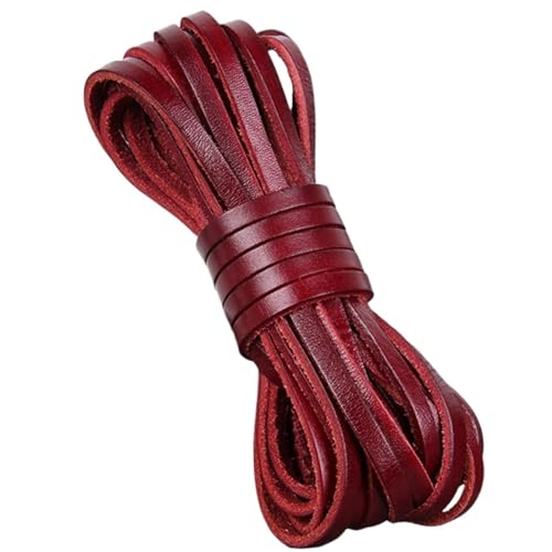 KXAOXGRC Synthetische Lederstreifen, 2 Meter rotes Retro-Kaffee-Riemenleder, flaches/rundes Lederband, Schnurseil, for Selbermachen von Armbändern.(Flat 6x2mm) von KXAOXGRC