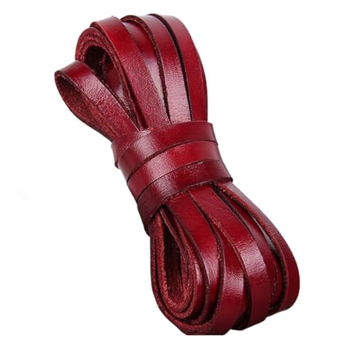 KXAOXGRC Synthetische Lederstreifen, 2 Meter rotes Retro-Kaffee-Riemenleder, flaches/rundes Lederband, Schnurseil, for Selbermachen von Armbändern.(Flat 8x2mm) von KXAOXGRC