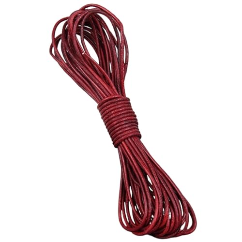 KXAOXGRC Synthetische Lederstreifen, 2 Meter rotes Retro-Kaffee-Riemenleder, flaches/rundes Lederband, Schnurseil, for Selbermachen von Armbändern.(Round 1.5mm) von KXAOXGRC