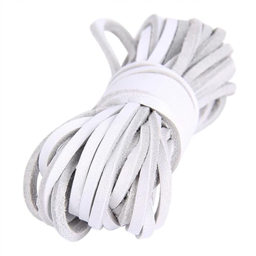 KXAOXGRC Synthetische Lederstreifen, 5 Meter Flache Kordel aus echtem Leder, Lederstreifen, Lederband, Zubehör zur Herstellung von Lederarmbändern und Schmuck.(White) von KXAOXGRC