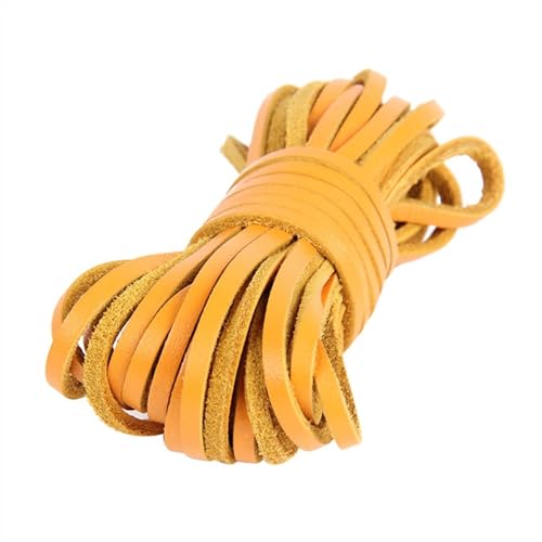 KXAOXGRC Synthetische Lederstreifen, 5 Meter Flache Kordel aus echtem Leder, Lederstreifen, Lederband, Zubehör zur Herstellung von Lederarmbändern und Schmuck.(Yellow) von KXAOXGRC