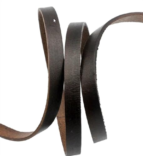 KXAOXGRC Synthetische Lederstreifen, 8 mm Flacher Streifen Rindsleder, 8 x 2 mm echte Kordel farbig beschichtet, 2 mm dick, 1 Yard for selbstgemachte Armbänder und Halsketten.(Distressed Coffee) von KXAOXGRC