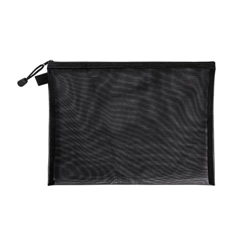 Netzkettenpaket. A4/A5/A6 Mesh-Reißverschlusstasche Dokumententasche Wasserdichte Zip-Dateiordner Schulbürobedarf Kosmetiktaschen Mesh-Dokumententasche(Black,A5(23.5X17cm)) von KXAOXGRC