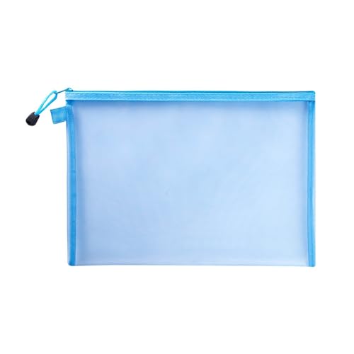 Netzkettenpaket. A4/A5/A6 Mesh-Reißverschlusstasche Dokumententasche Wasserdichte Zip-Dateiordner Schulbürobedarf Kosmetiktaschen Mesh-Dokumententasche(Blue,A4(33.5X24cm)) von KXAOXGRC