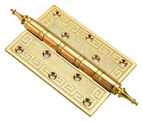 Retro geschnitzt Messing Silent Bearing Türscharni Messingscharniere, dickes Retro-Antikes Schranktür-Scharnier, neoklassisches Scharnier, Tortür, Schrank, Schublade, Zimmer-Kupferscharnier(Gold) von KXAOXGRC