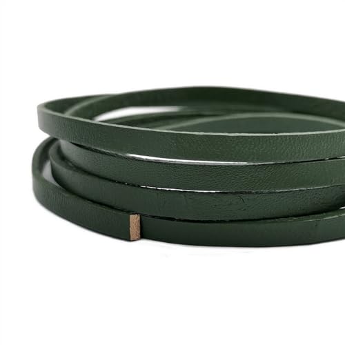 Synthetische Lederstreifen, 5 mm x 2 mm echter Rindslederstreifen, 5 mm breites, beschichtetes Echtlederband for die Herstellung von selbstgemachten Armbändern, Schmuck und Kunsthandwerk.(Dark Green O von KXAOXGRC