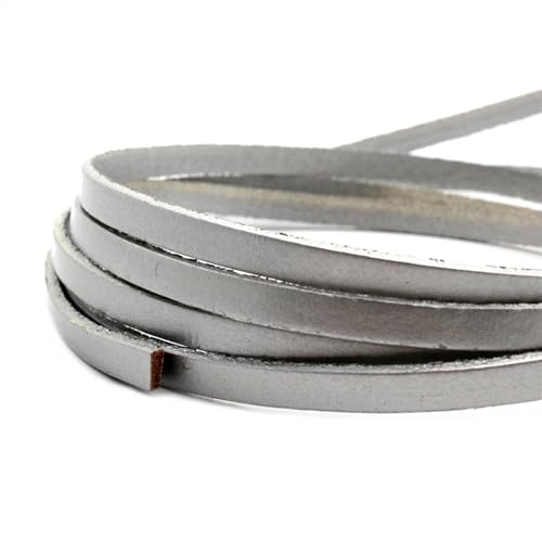 Synthetische Lederstreifen, 5 mm x 2 mm echter Rindslederstreifen, 5 mm breites, beschichtetes Echtlederband for die Herstellung von selbstgemachten Armbändern, Schmuck und Kunsthandwerk.(Silver) von KXAOXGRC