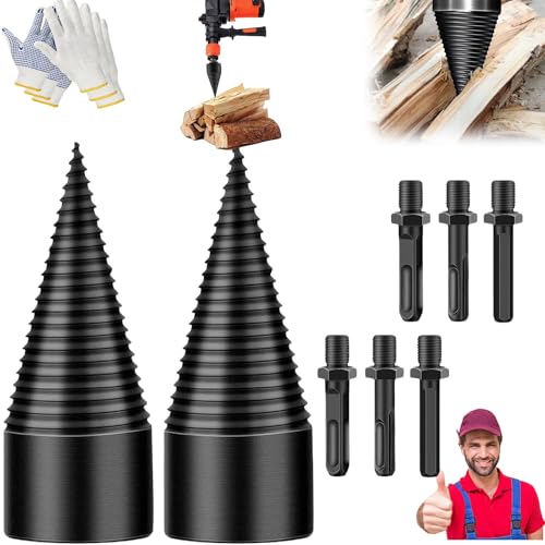 Firewood Drill Bit, Log Splitter Drill Bit, Log Splitters For Firewood, Heavy Duty Detachable Electric Drill Bit, With 3 Screw, for Hand Drill Stick-Hex+Square+Round (2set 42mm) von KXDEFE