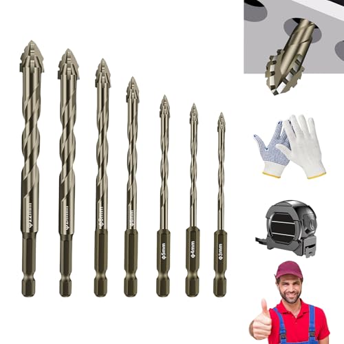 New Four-Flute Sawtooth Eccentric Drill Bit, 4/7pcs Four-Edged Serrated Eccentric Drill, Multifunction High Hardness Drill Bit Set, Skewed Head Eccentric Drill Bits (3/4/5/6/8/10/12MM) von KXDEFE