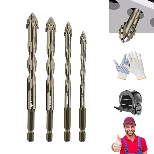 New Four-Flute Sawtooth Eccentric Drill Bit, 4/7pcs Four-Edged Serrated Eccentric Drill, Multifunction High Hardness Drill Bit Set, Skewed Head Eccentric Drill Bits (6/8/10/12MM) von KXDEFE