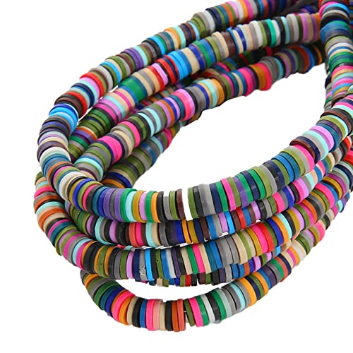 Heishi-Perlen, flach, rund, Polymer-Ton, lose Abstandshalter, handgefertigte Perlen für DIY-Schmuckherstellung, Armband, 350 Stück (Farbe: Stil 17, Größe: 4 mm) von KXQYIKYI