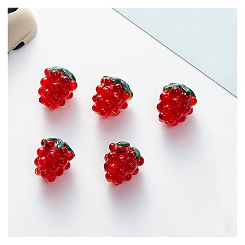 Perlencharme Himbeerglas Perle Frucht Perlen handgefertigtes Lampenhoch -Perlen -Perlen -DIY -Schmuck Herstellung Armband Halskette Ohrring DIY Anhänger (Farbe: 2. Redakteur Durchmesser: 12x15 mm von KXQYIKYI