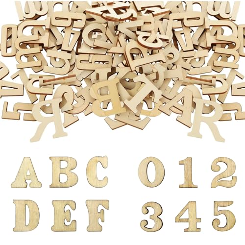 Holzbuchstaben zum Basteln, 15 mm, kleine Holzbuchstaben zum Selbermachen, Holzbuchstaben für Dekorationsdisplays, frühes Lernen, Schilder und Kunsthandwerk, DIY-Dekoration, Hochzeit, 408 Stück von KYEDGC