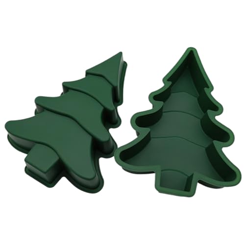 2pcs Weihnachten Silikonformen 3D Grüne Weihnachtsbaumformen Flexible Easy Release Bree Backformen Weihnachtsbackbackschale für Weihnachtskuchen Schokolade Seife von KYEQATY