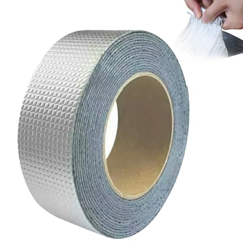 Butylband wasserdichtes Klebeband für Lecks 5 cm x 10 m selbstklebende Butylklebeband-Blitzband Aluminiumfolie Wetterfestes Reparaturband für Rohrdichtdachriss-Markisen-Fensterstil11 von KYEQATY