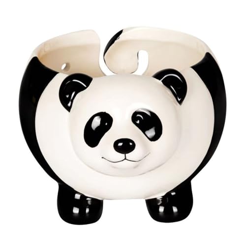 Garnschüssel Panda Form Süßes Keramik Realistisches Strickennähte Garnhalter Cartoon Crochet Bowl Strickgeschenke für Häkelstricker von KYEQATY