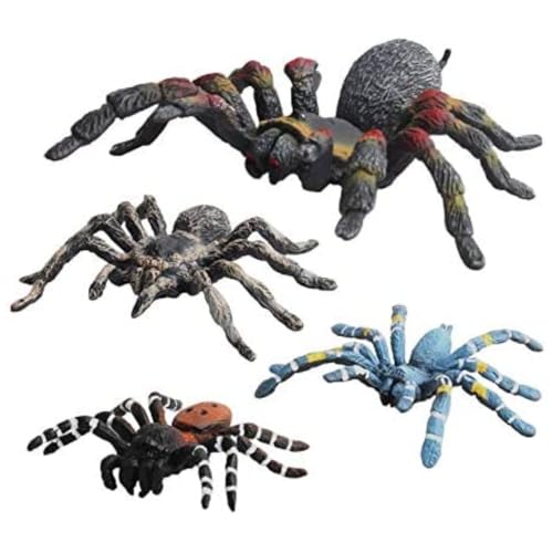 KYEQATY Halloween Dekorationen Simuliertes Spinne Realistische Spinnen Kunststoff Spider Action Figur für Sammlung Wissenschaft Bildung, Set von 4 von KYEQATY