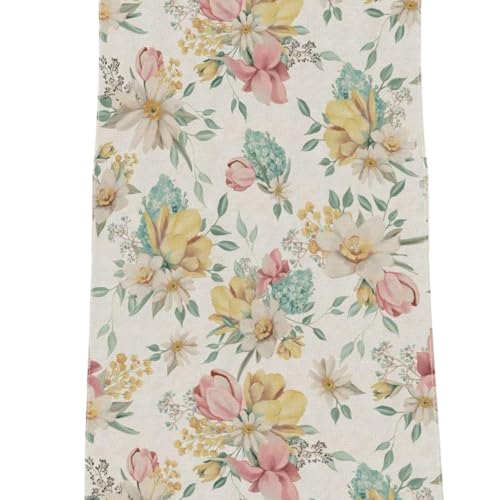 Leinen Tisch Läufer Aquarell Blumentisch Läufer Rechteck Esstisch Läufer Waschbar wiederverwendbares Tischabdeckung für Home Party Küchendekor Style 2 von KYEQATY