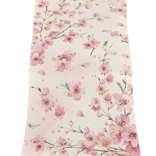 Leinentisch Läufer Aquarell Blumentisch Läufer Rechteck Esstisch Läufer Waschbar wiederverwendbares Tischabdeckung für Home Party Kitchen Decor Style 1 von KYEQATY