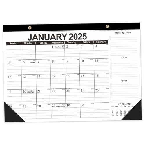 Schreibtischkalender 2025-2026 Jan. 2025 - Juni..2026 Kalender 2025-2026 mit Schneideleine der Ecke und Löchern 2025 Schreibtischkalender für Office Desk von KYEQATY