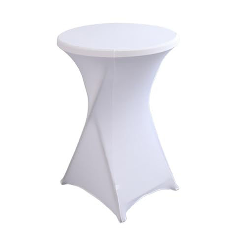 2 Stück Stretch Stehtisch Hussen Ø 60 cm/Ø 80 cm Rund Tischdecke Mit Fußtaschen Stehtischhusse Für Bistrotisch Cocktail-Party (Weiß,80 * 110 cm) von KYJSW