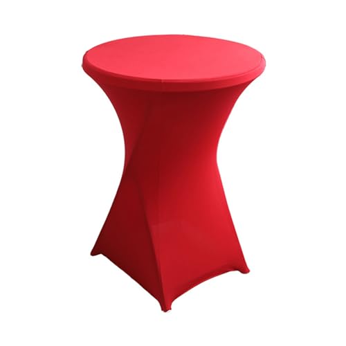 KYJSW 2 Stück Stretch Stehtisch Hussen Ø 60 cm/Ø 80 cm Rund Tischdecke Mit Fußtaschen Stehtischhusse Für Bistrotisch Cocktail-Party (Rot,80 * 110 cm) von KYJSW