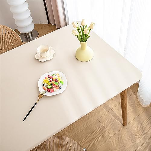 KYJSW wasserdichte Rechteckig Tischdecke 2 Pcs Spandex Tischwäsche Stretch rutschfest Pflegeleicht Tischtuch Mit Elastischen Bändern (Beige,80 * 120cm) von KYJSW