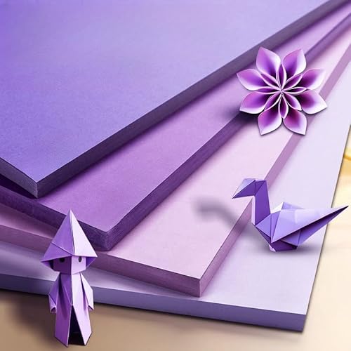 KYMY 28 Blatt farbiges Kartonpapier, 21,6 x 27,9 cm, 7 verschiedene violette Farben, 200 g/m² dickes Konstruktionspapier, doppelseitiges Karft-Papier für Origami, Scrapbooking, Bastelarbeiten, von KYMY
