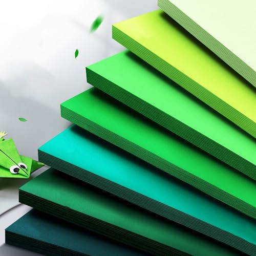 KYMY 35 Blatt farbiges Kartonpapier, 21,6 x 27,9 cm, 7 verschiedene grüne Farben, 200 g/m², dickes, farbiges Konstruktionspapier, doppelseitiges Karft-Papier für Origami, Scrapbook-Handwerk, von KYMY