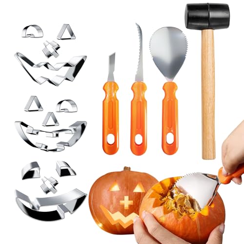 Halloween Kürbis Schnitzset,2024 Neuestes Kürbis Schnitzmesser Kinder mit Kürbis Ausstecher Edelstahl Schnitzwerkzeug Kürbis Pumpkin Carving Kit Kürbis Schnitzen Werkzeug von KYOEOE