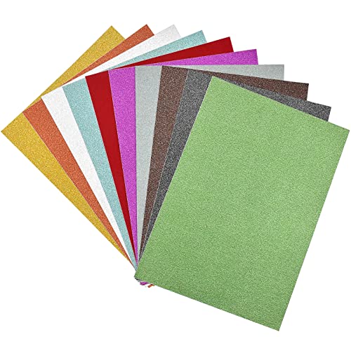 10 Blatt Glitzer Papier selbstklebend, Selbstklebendes Papier Glitzer Basteln, 30 x 20cm A4 250gsm Bunt Glitzerpapier zum Basteln, für DIY Craft Album Handwerk Scrapbooking Bastelarbeiten von KYSUN