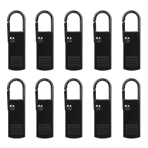 10 Stück Reißverschluss zipper,Reißverschluss zipper ersatz,Detachable Zipper Pull Tabs,Metall Reissverschluss Zipper Pull für Luggage Clothing Jackets Backpacks Boots Purse Coat (Schwarz) von KYSUN