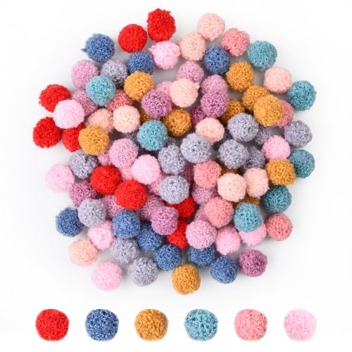 100 Bunte Pompons zum Basteln 2cm - Filzkugeln Bunt Klein - Mini Pompons Bunt - Pompoms zum Basteln für Kinder und Erwachsene - Dekorieren Verzieren Nähen DIY von KYSUN