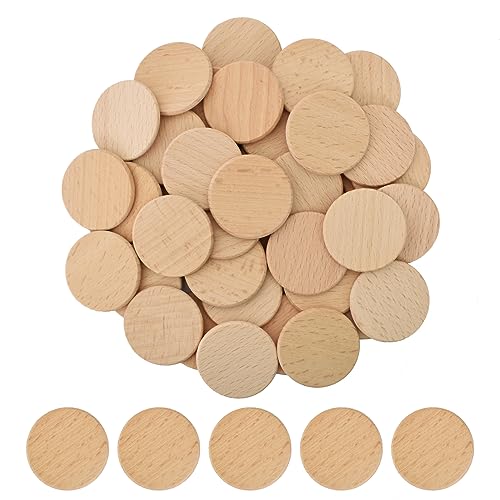 100 Stück Runde Holzscheiben zum Basteln,Runde Unfertige Holzscheiben,Runde Holzmünzen,Holzscheiben Klein,Natürliche Holzplatte Rund für DIY Handwerk,Hängende Dekoration, Malerei, Türschilder von KYSUN