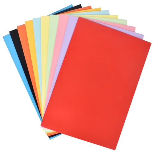 KYSUN Bunter handgefertigter Cardstock 8K, 50 Blatt Bastelkarton Bastelpapier, 10 Farben buntes Papier Fotokarton Tonpapier, Bastelpapier bunt Bunter handgefertigter Karton zum Basteln Gestalten von KYSUN